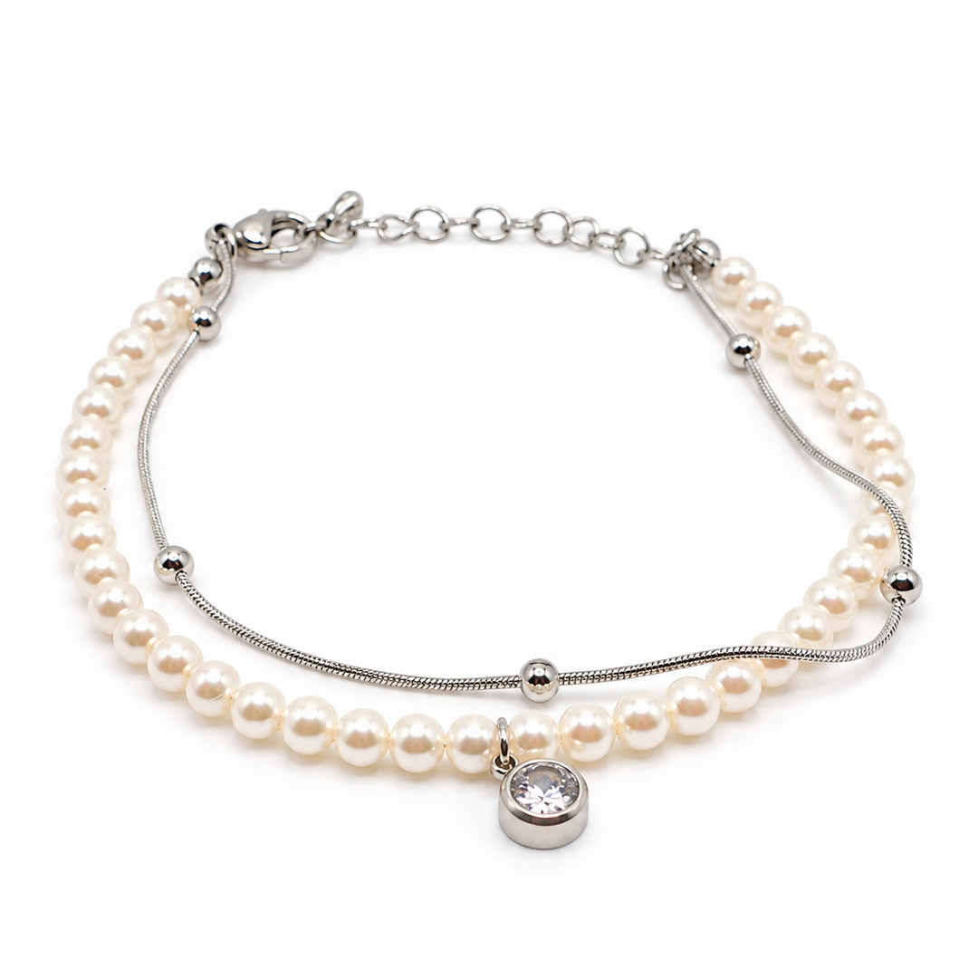 Pearl Layered Bracelet (Silver)