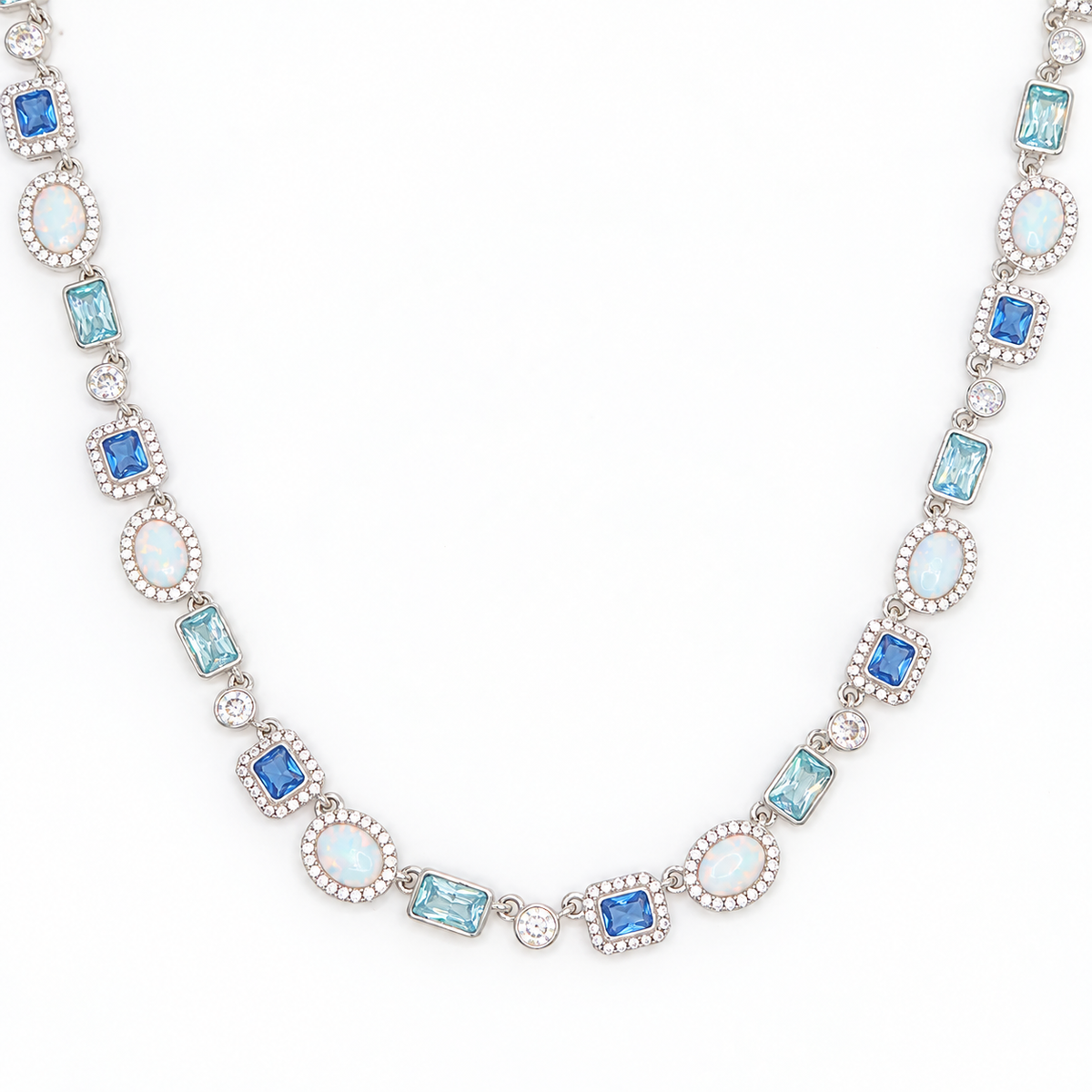 Blue Mini Vanguard Jewel Necklace (Silver)