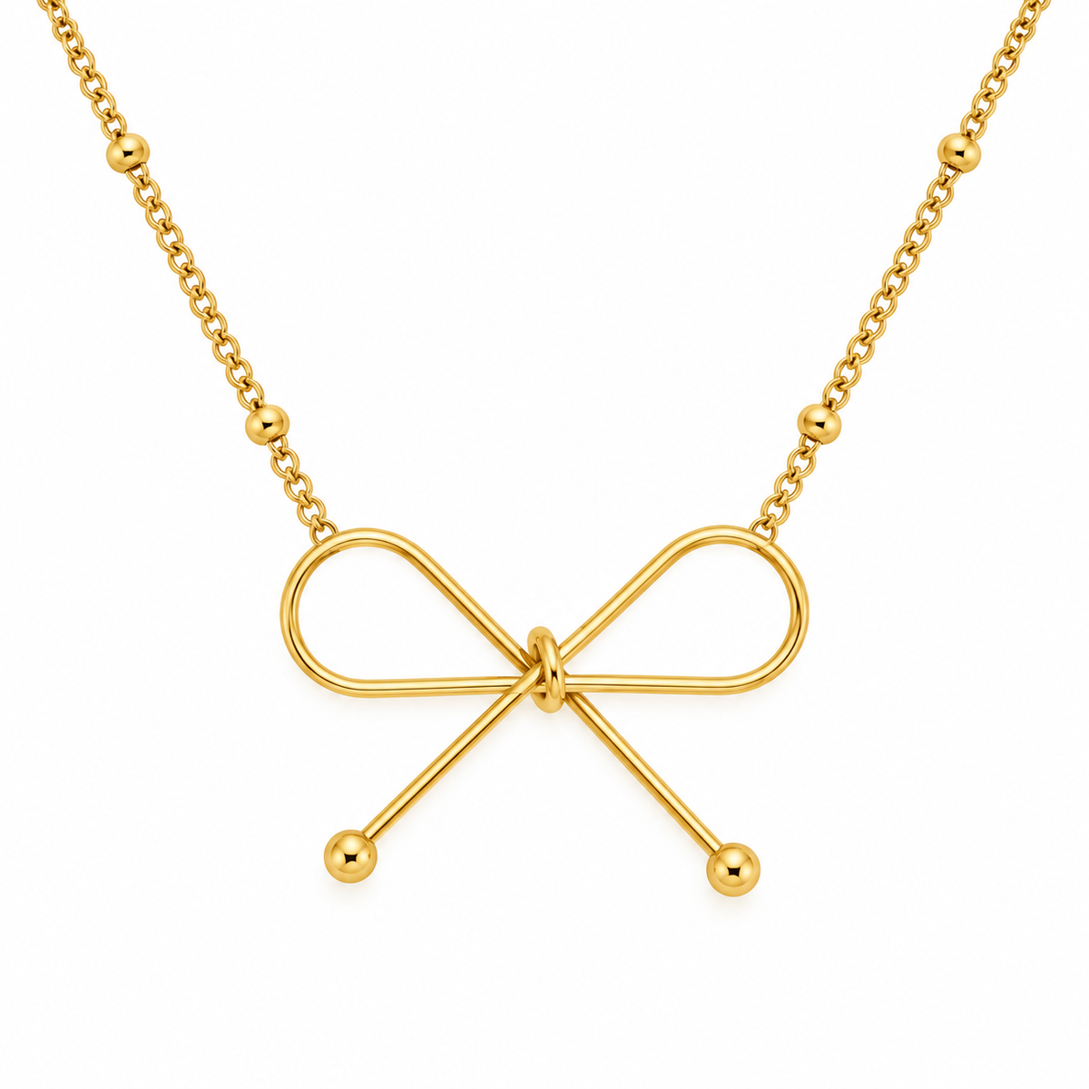Thin Bow Necklace (Gold)