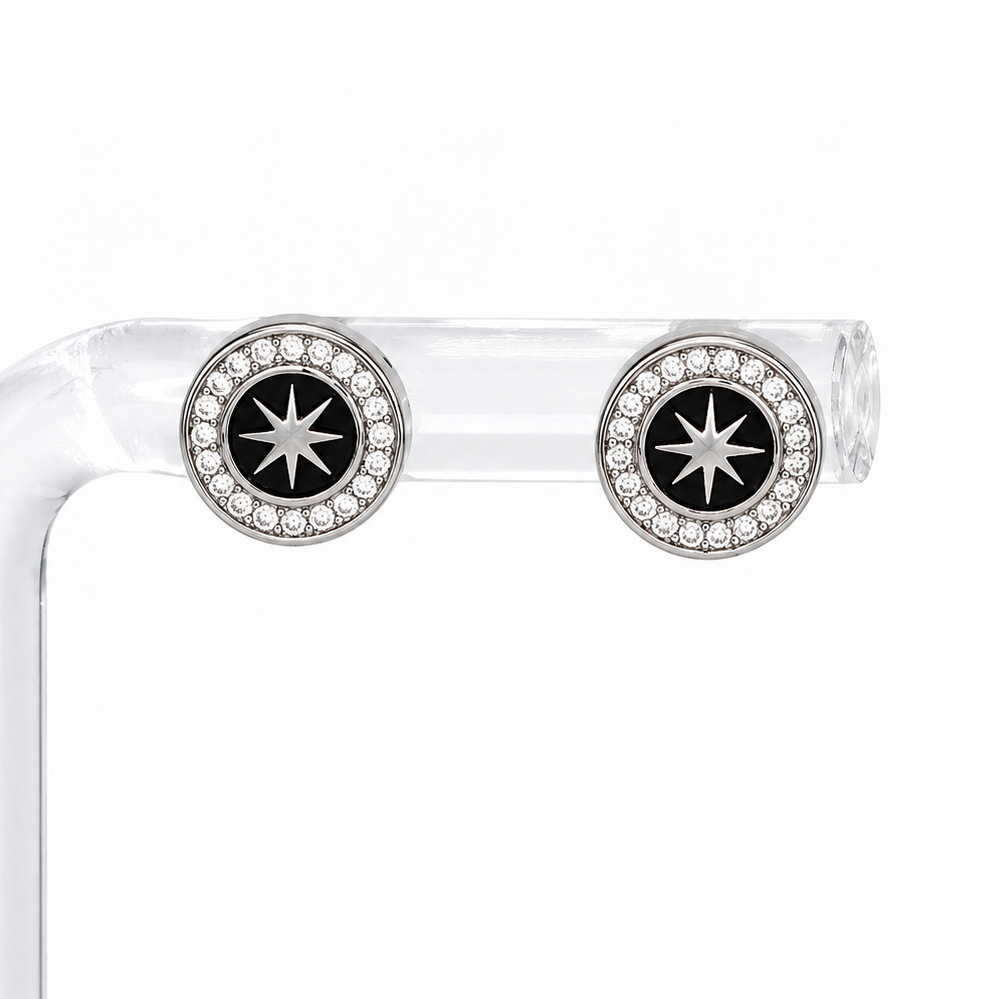 Compass Stud Earrings (Sterling Silver)