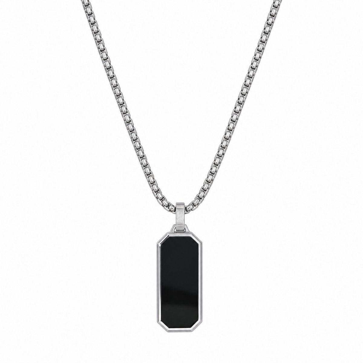 Black Onyx Pendant Necklace (Silver)