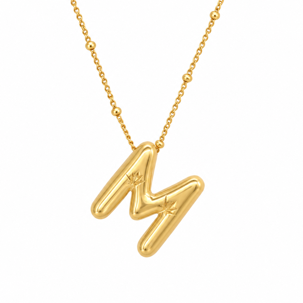 Bubble Letter Necklace (Gold)