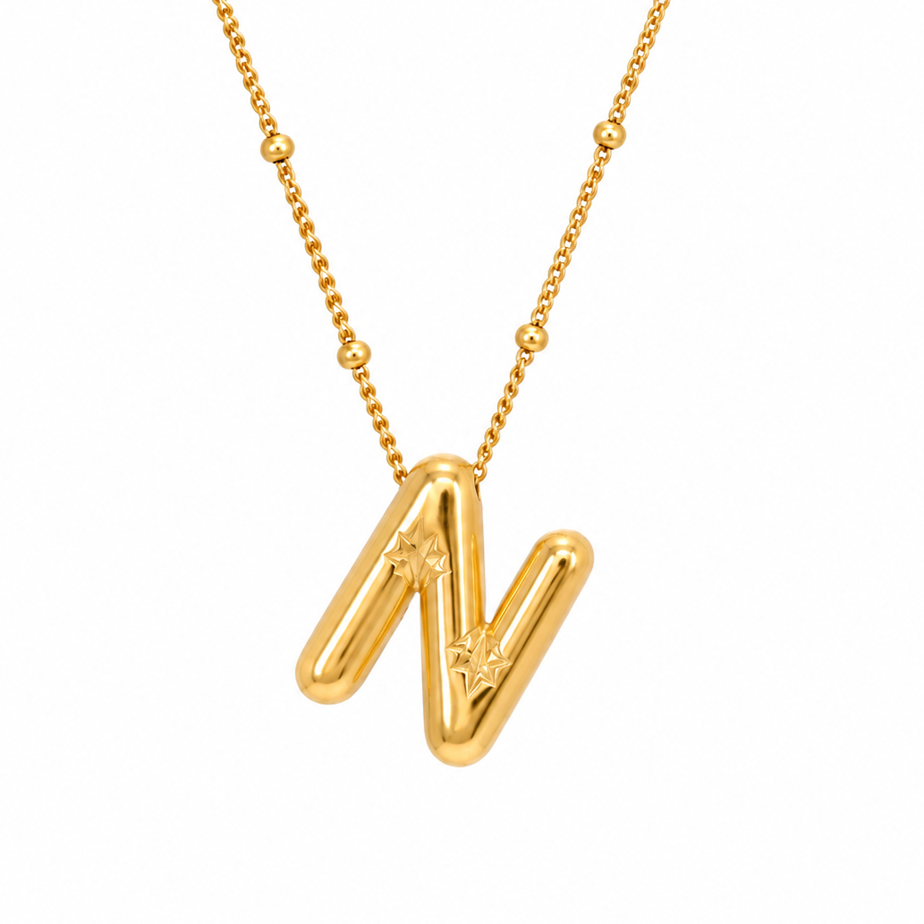 Bubble Letter Necklace (Gold)