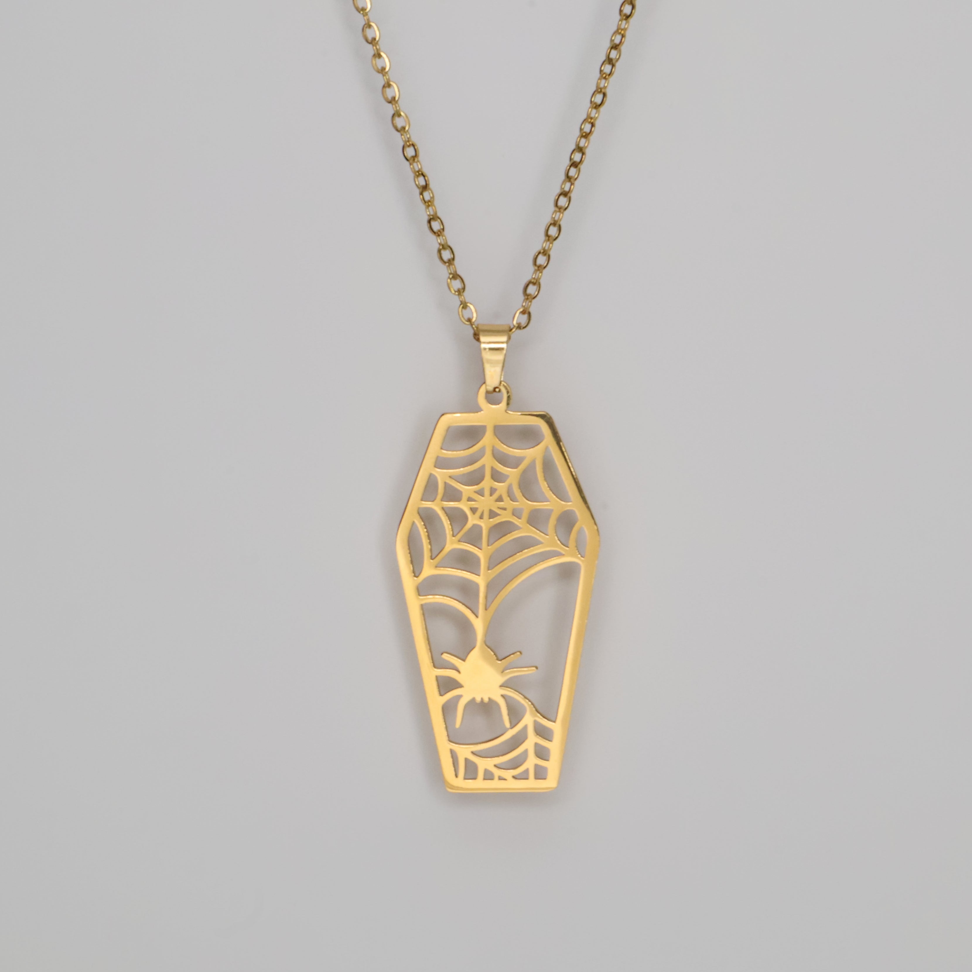 Arachnid Coffin Necklace (Gold)