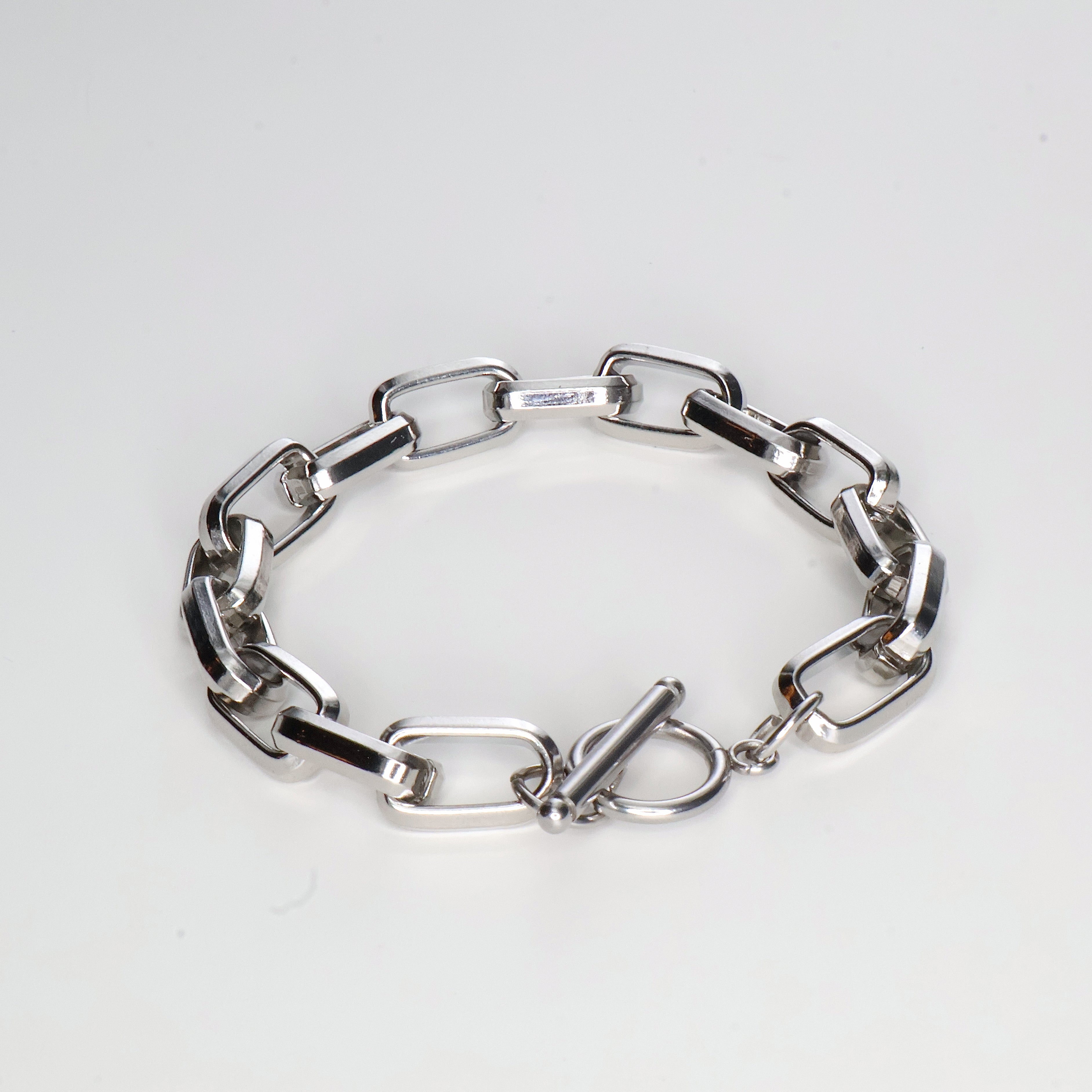 Rectangle Chain Bracelet – OT Clasp (Silver)