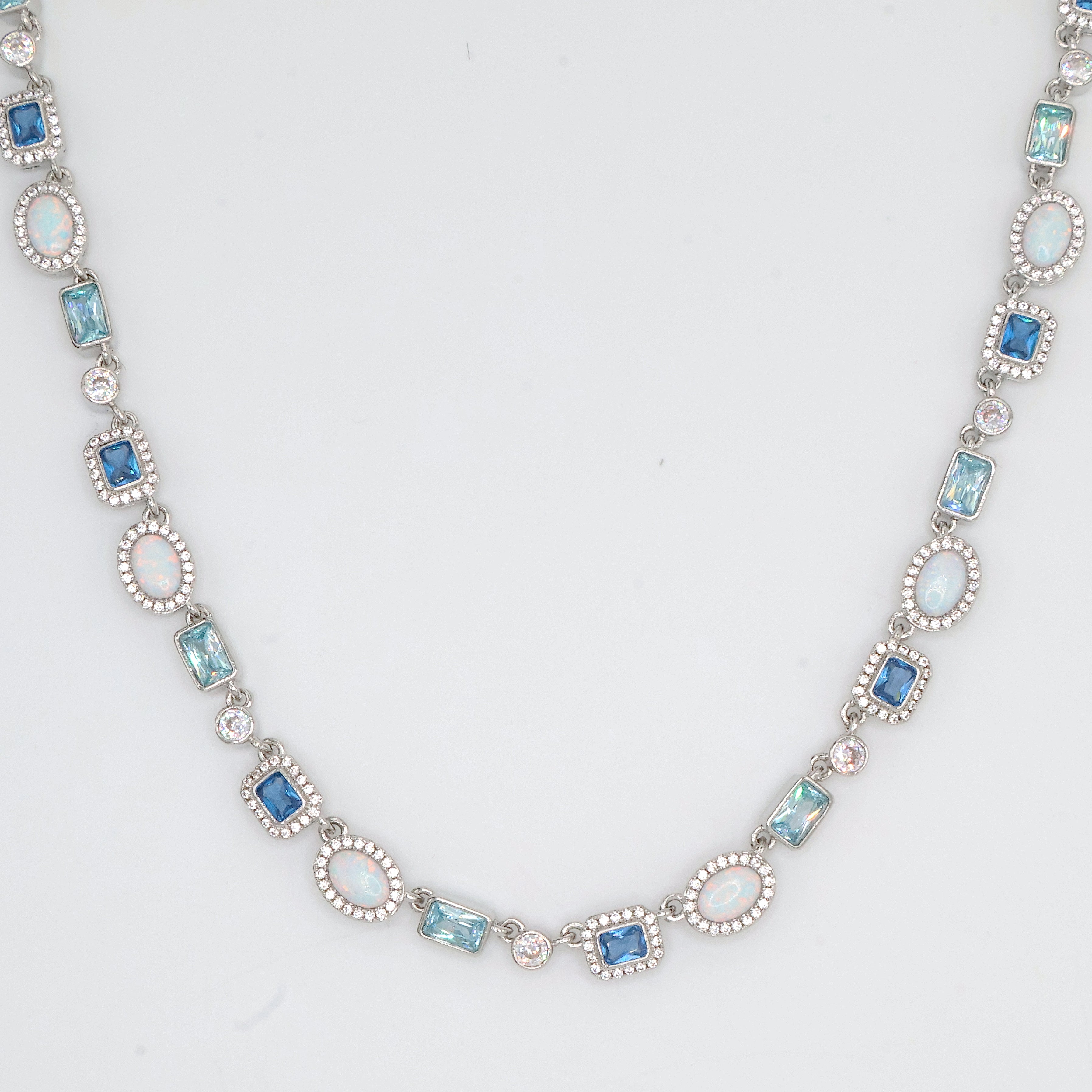 Blue Mini Vanguard Jewel Necklace (Silver)