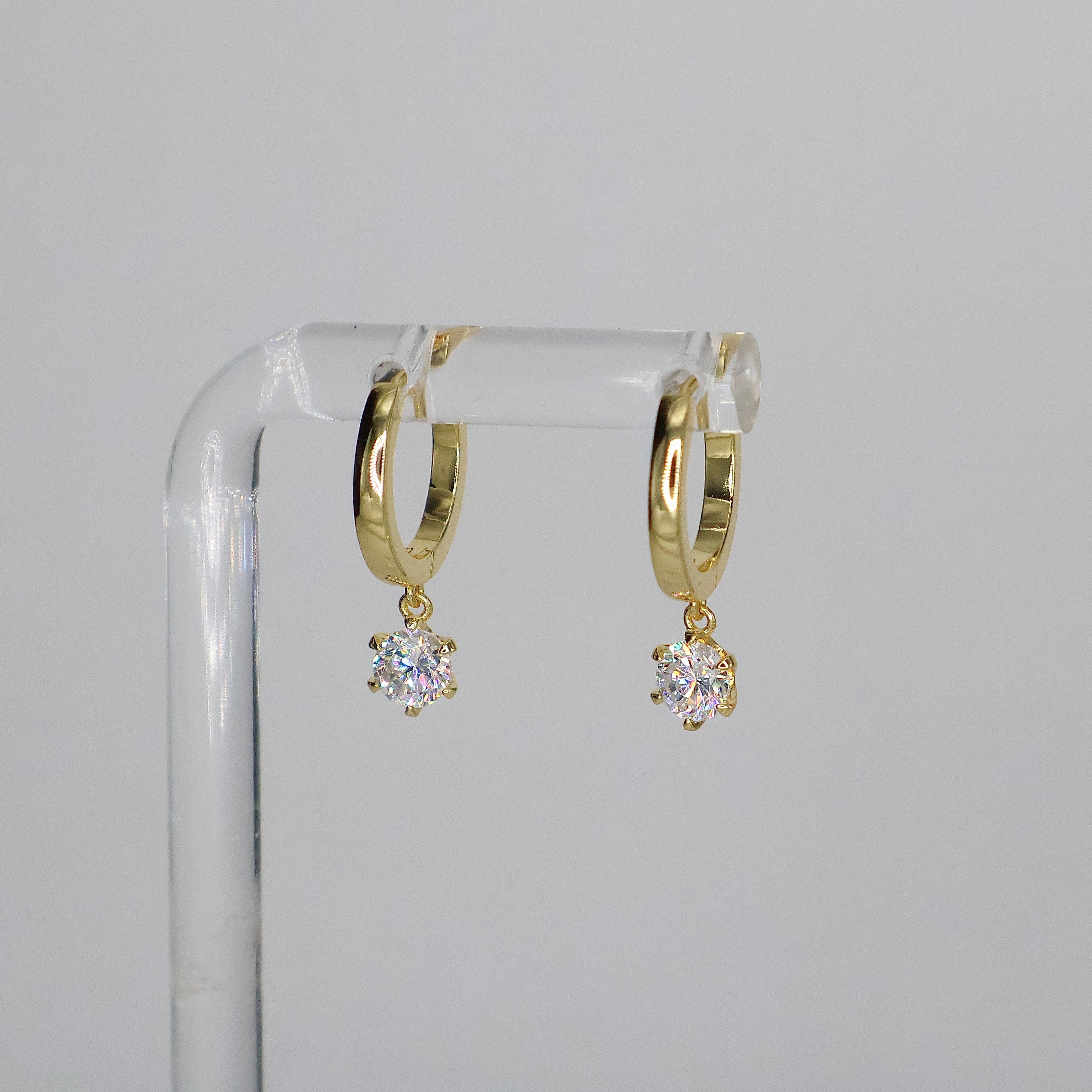 Crystal Drop Hoop Earrings (Gold)