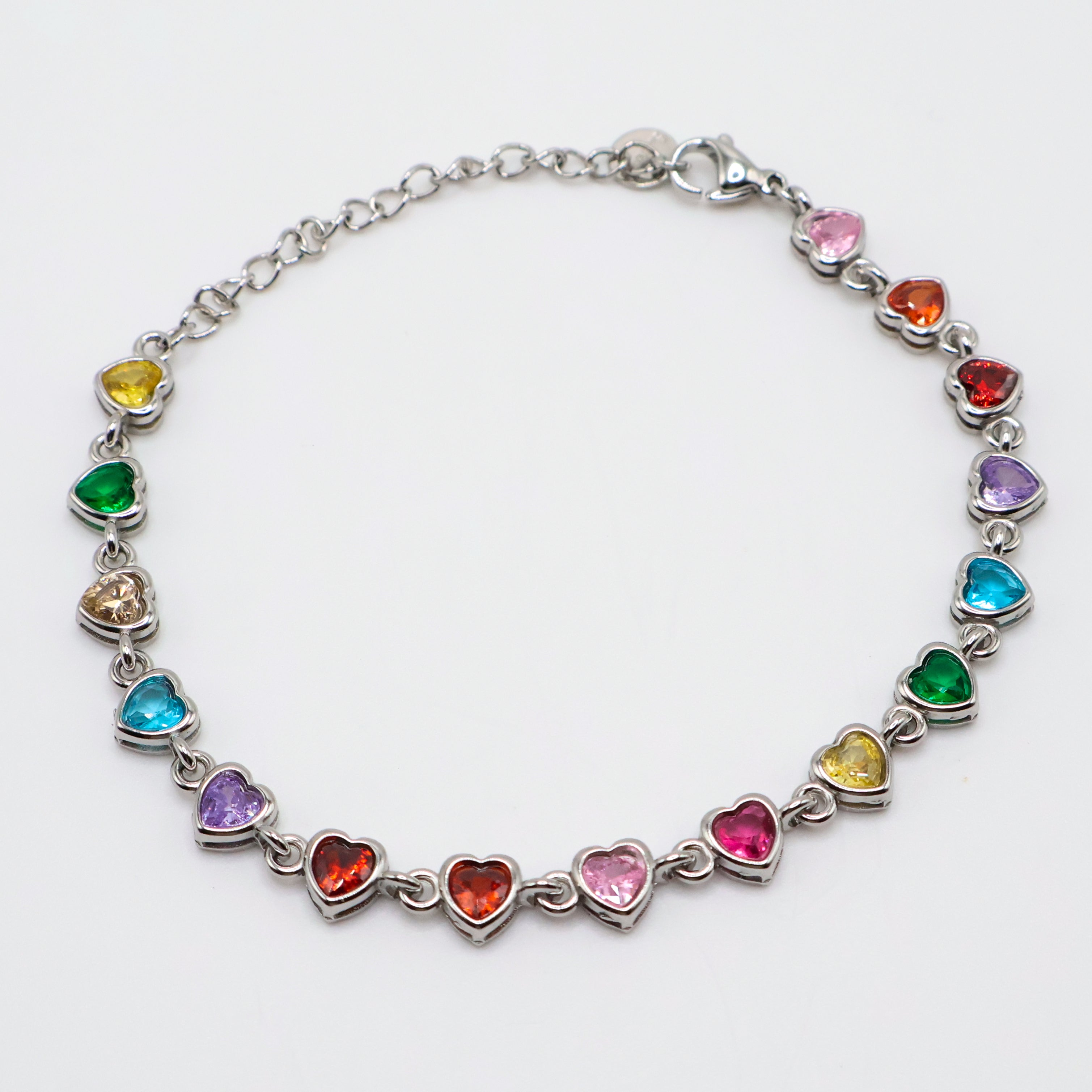 Colorwave Rainbow Heart Bracelet (Silver)