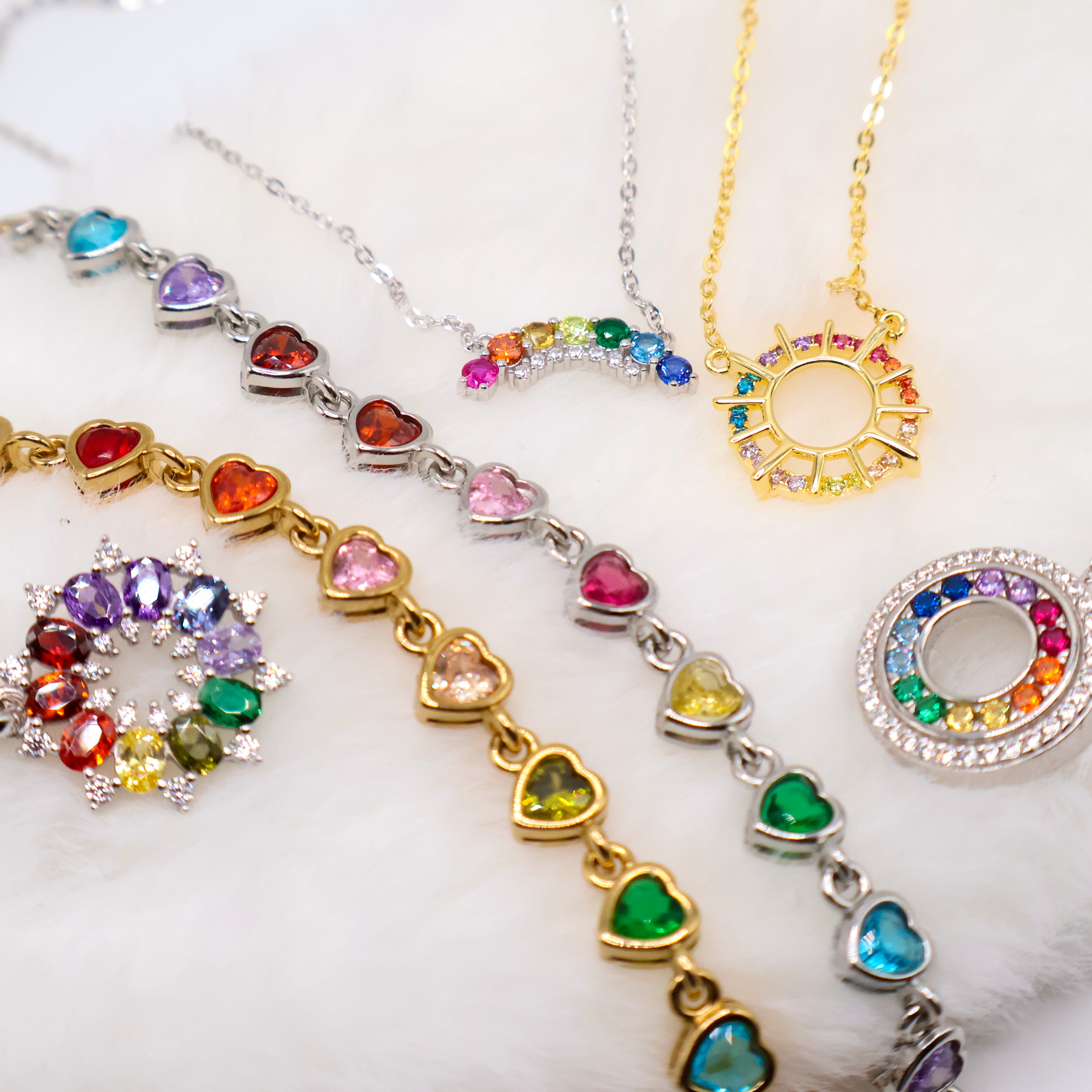 Rainbow Arc Necklace (Silver)
