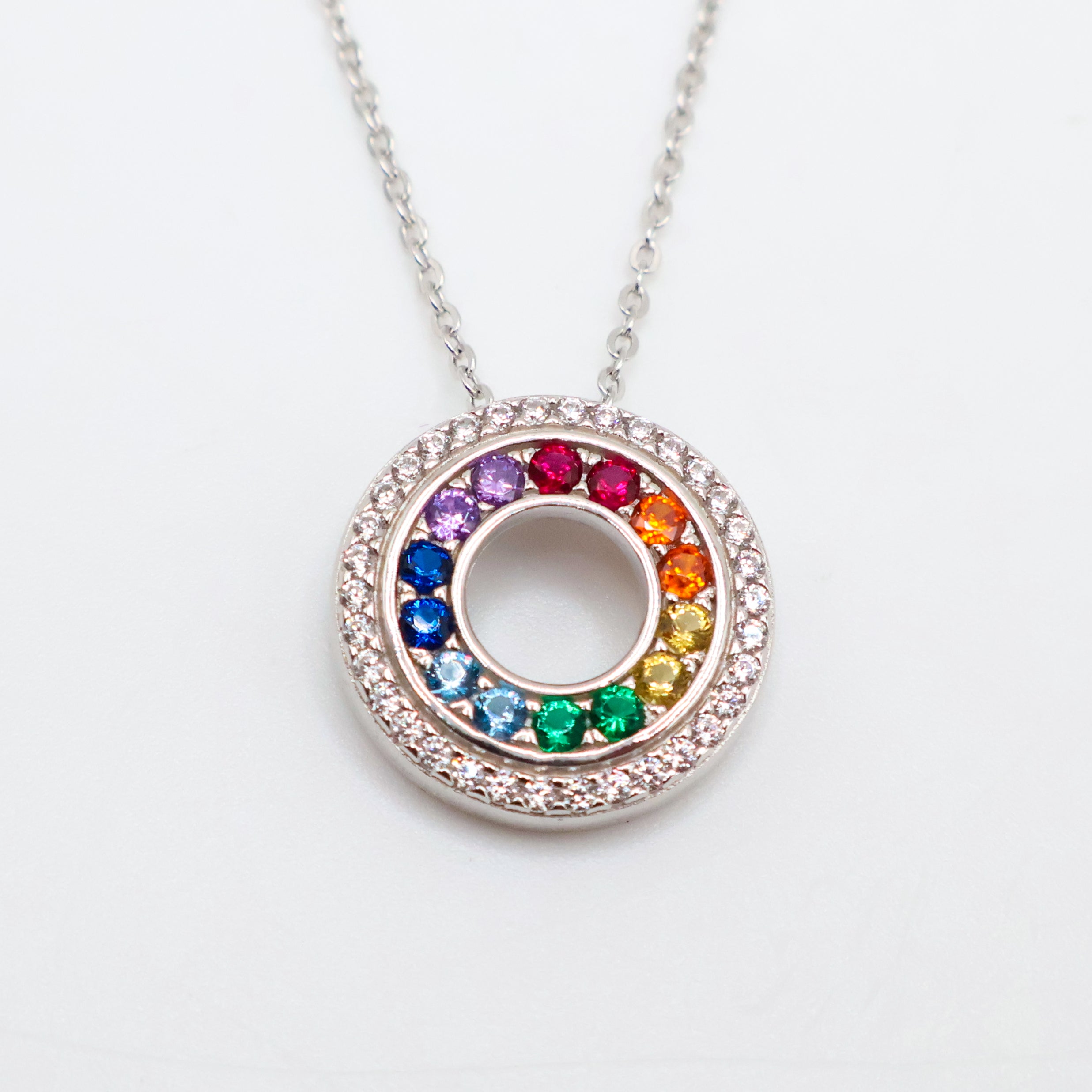 Pride Circle Charm Necklace (Silver)