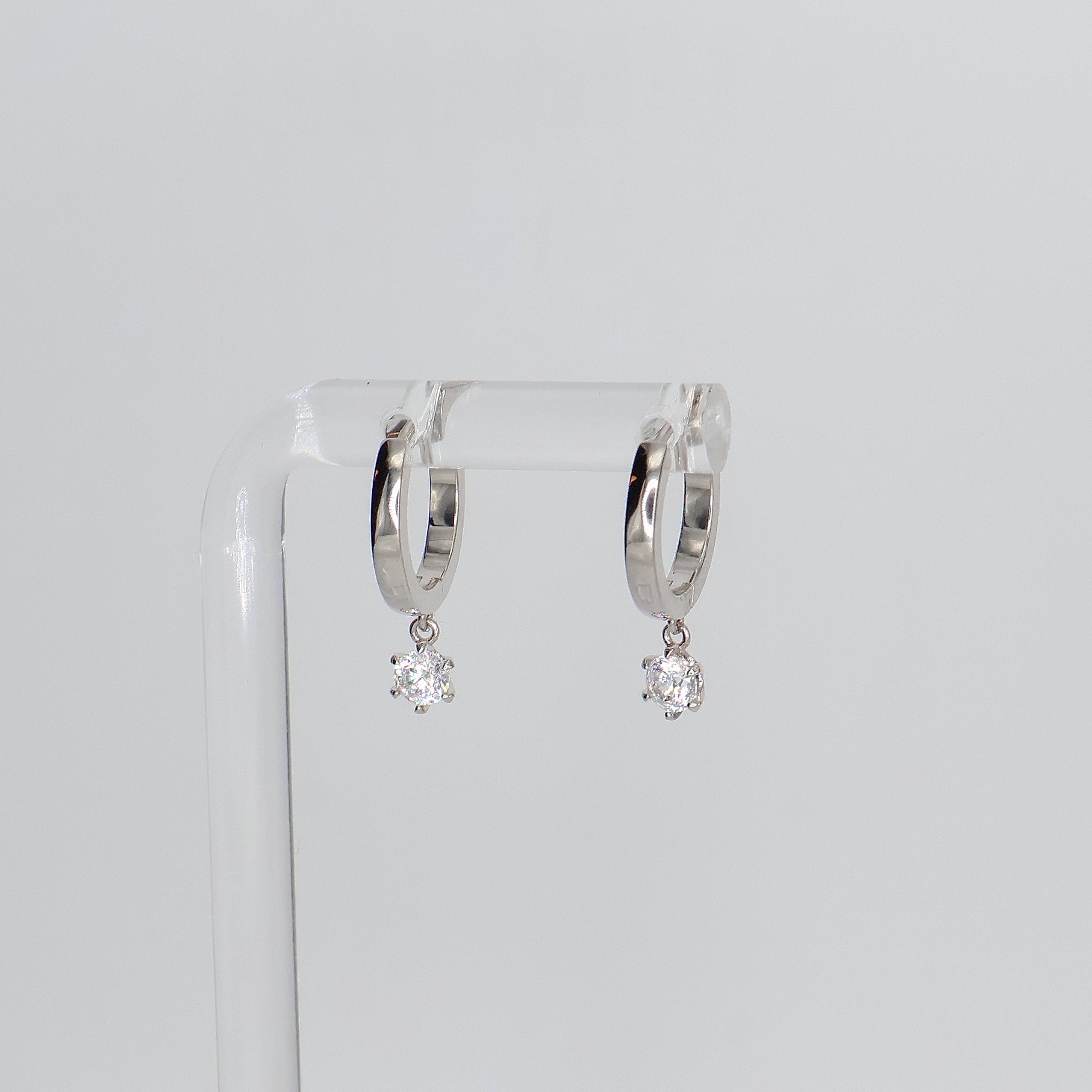 Crystal Drop Hoop Earrings (Sterling Silver)