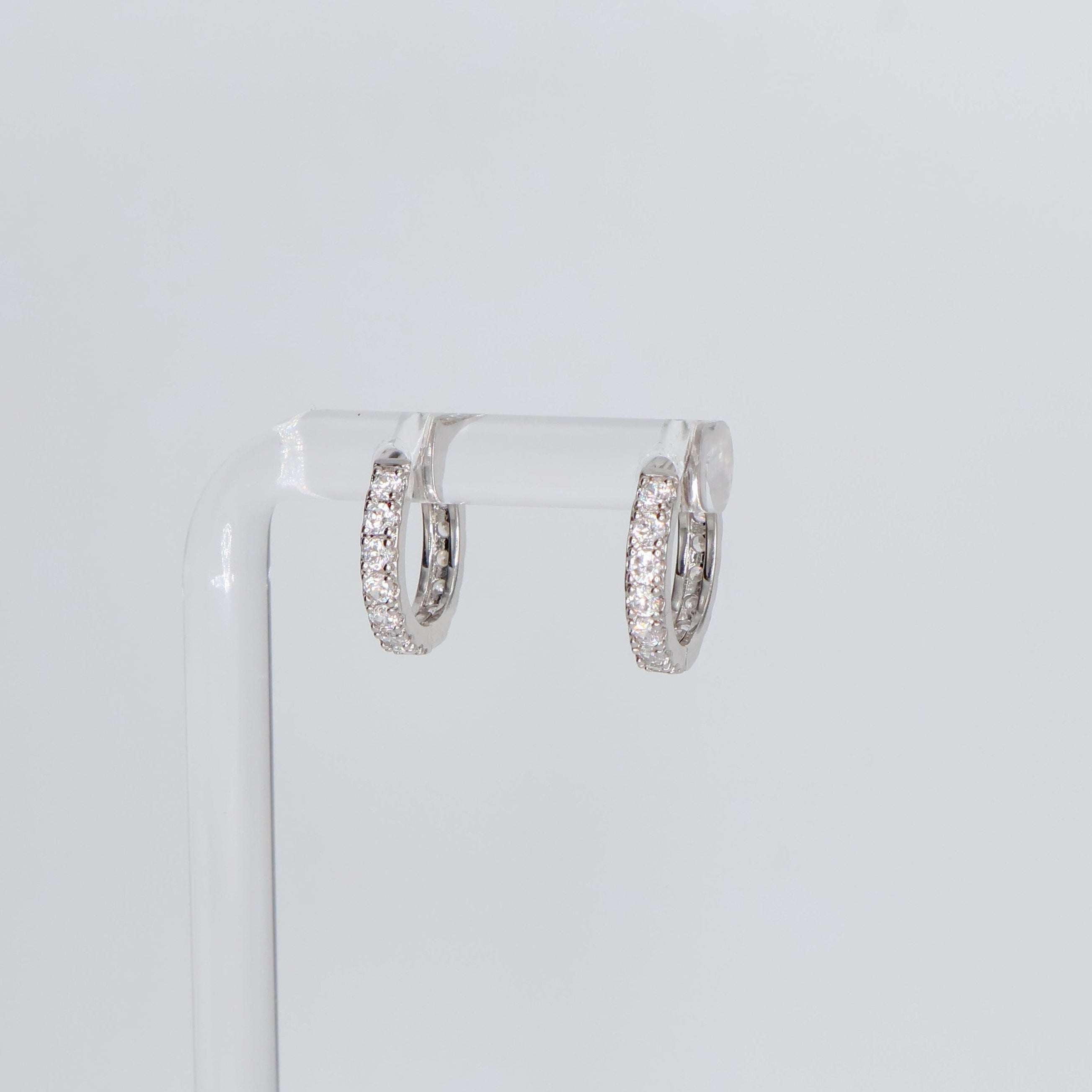 Huggie Stone Earrings (Sterling Silver)