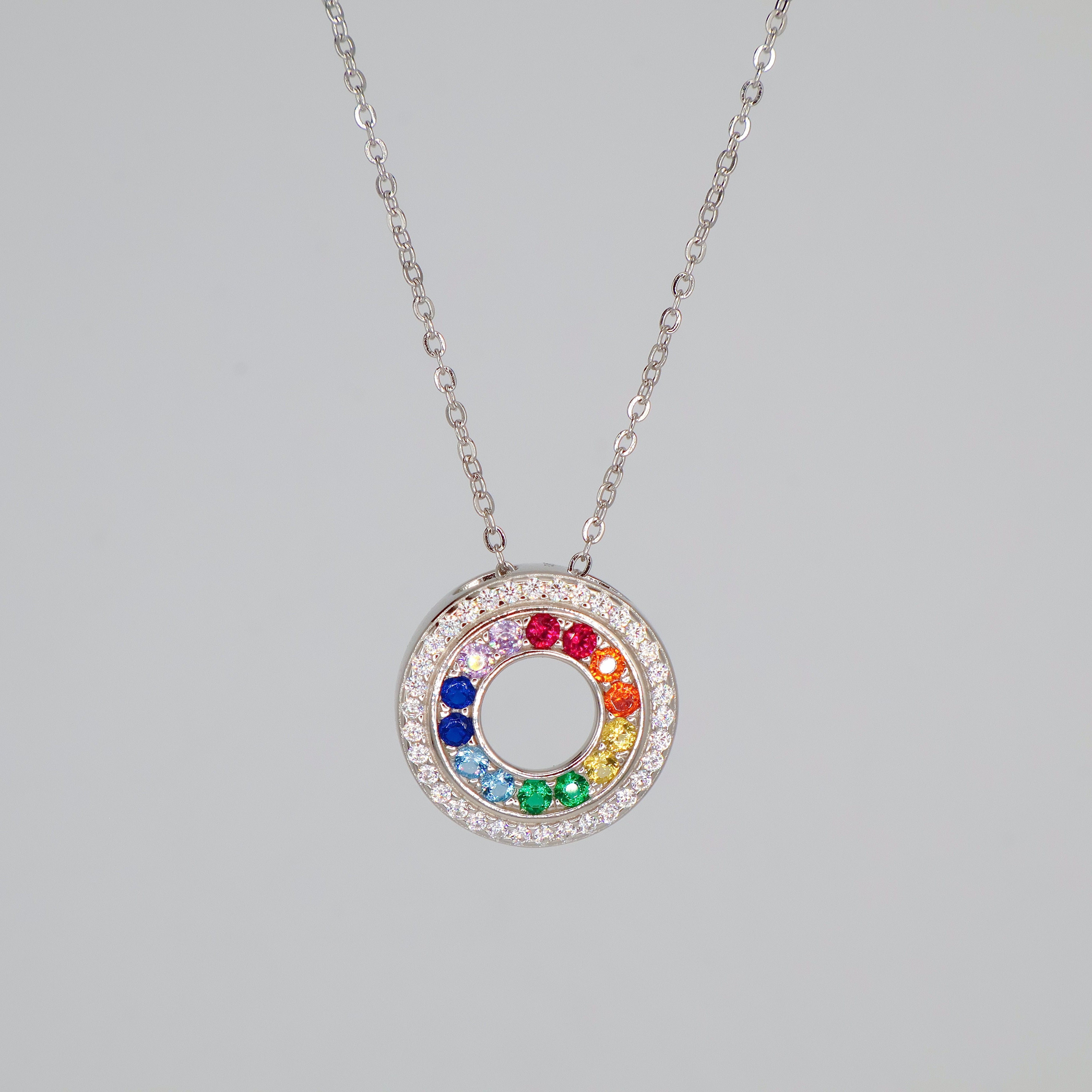 Pride Circle Charm Necklace (Silver)